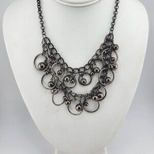 Gun Metal‎ Layered Bib Necklace